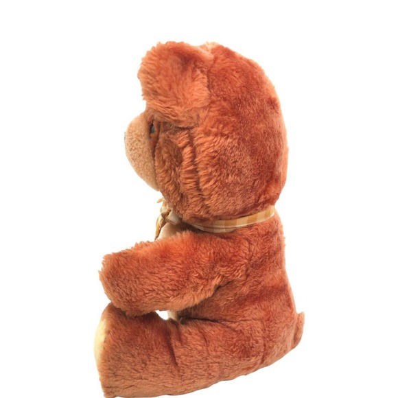 Dakin Fun Farm 1983 9" Vintage Teddy Bear Stuffed Animal Plush with Gingham Bow! - Picture 5 of 8